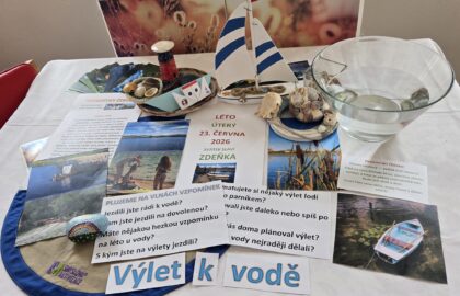 Připravené prostředí ke smyslové aktivizaci na téma Výlet k vodě