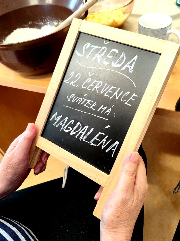 tabulka s nápisem středa, 22. července, svátek má Magdalena