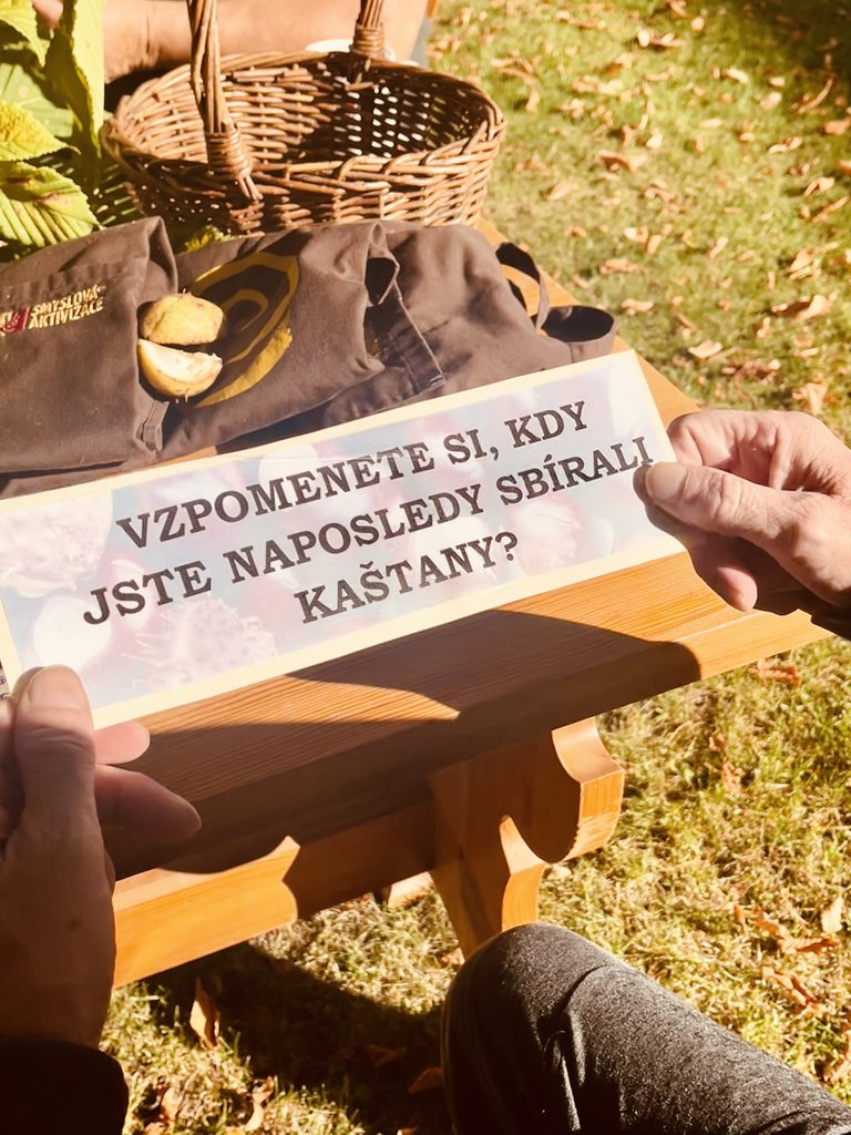 Klient si čte otázku na téma sběr kaštanů
Vzpomenet si, kdy jste naposledy sbírali kaštany?